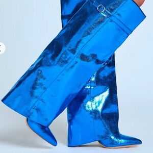 Blue  forever 21 Metallic Fish Scale Overlay Boots nwt Womens size 8